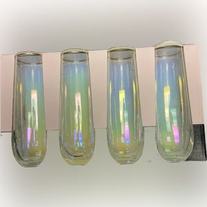Rachel Zoe Champagne Flutes with Gold Rim set of 4